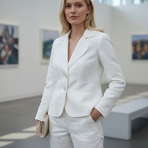 Victor Costa Elegant Ivory Blazer + Pants